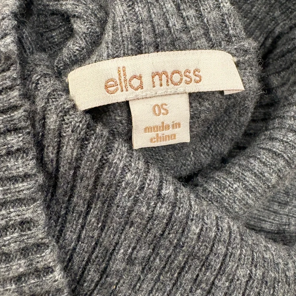 ELLA MOSS Fringed Poncho Sweater Nylon/Wool Gray OS - Picture 6 of 7